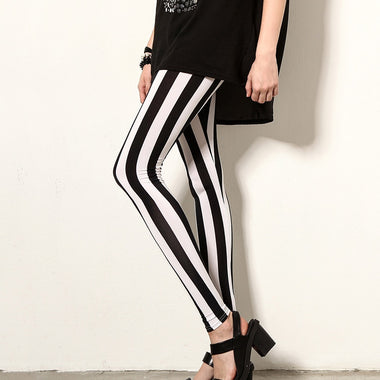 Black White Striped Pants